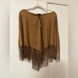 French Blue Suede Poncho